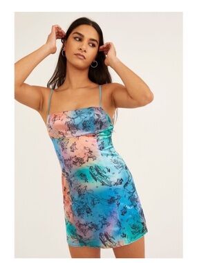 Urban Outfitters Velvety Astrology Zodiac Print Mini Dress Size Small